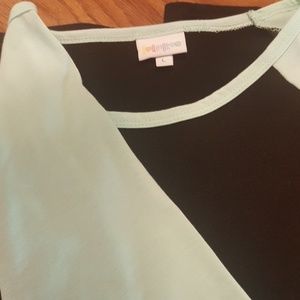 Lularoe Julia. Black with mint green sleeves/trim.
